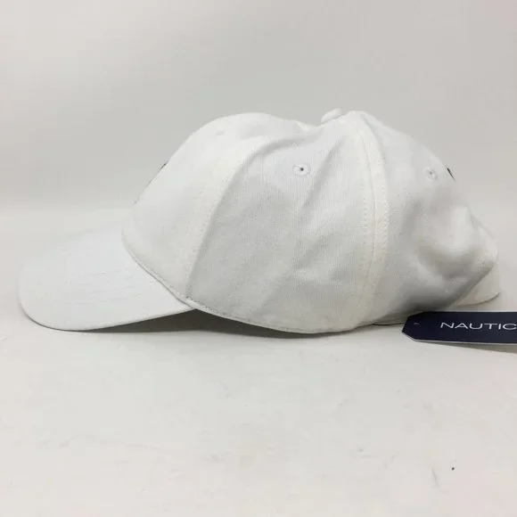 Nautica Mens Baseball Cap White /Dark Navy Strapback 6 Panel Lined Cotton OS New - Picture 3 of 9